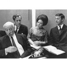 Sir Adrian Boult, EMI producer Christopher Bishop, Sheila Armstrong and John Carol Case at EMI's A Sea Symphony recording, 1968 John Carol Case, bass-baritone