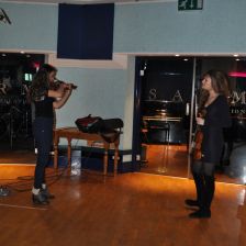 Laura Ayoub performs her piece to Nicola Benedetti at the studio Laura Ayoub performs her piece to Nicola Benedetti at the studio