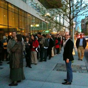 My partner Brian in front of the line waiting to get tickets for Alan Gilbert My partner Brian in front of the line waiting to get tickets for Alan Gilbert